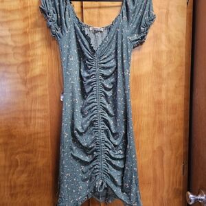 Liberty Love Green Floral Scoop Neck Top with Peach Accents